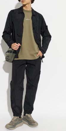 Stone Island Trousers With Logo, Mens, Black