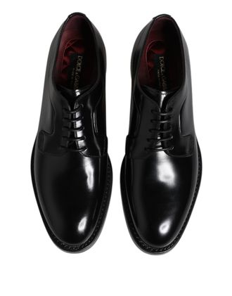 Dolce & Gabbana Mens Black Calf Leather Lace Up Dress Derby Shoes Calfskin