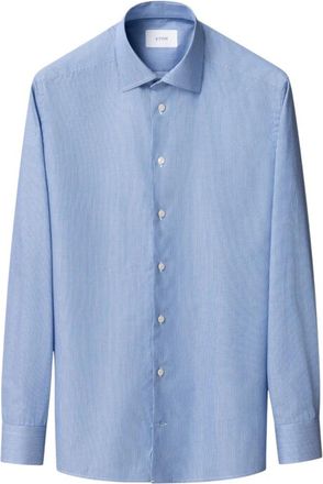 Eton Fijn Gestreept Signature Twill Overhemd - Heren - Zakelijke Overhemden - Blauw - 2XL - Katoen - Overhemden