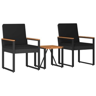 vidaXL Juego De Muebles De Exterior 3 Pcs Negro Rat&aacute;n Sint&eacute;tico Vidaxl