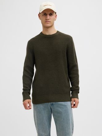 Jack & Jones Strickpullover JACK & JONES JJGLOBAL KNIT CREW NECK, Herren, Gr. M, rosin, Strick, Obermaterial: 67% Polyacryl, 33% Baumwolle, unifarben, regular fit,