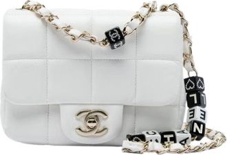 Chanel Pre-owned Vintage Quilted Lambskin Crossbody Bag - Dames - Vintage Schoudertas - Wit - ONE Size - Leer - Vintage