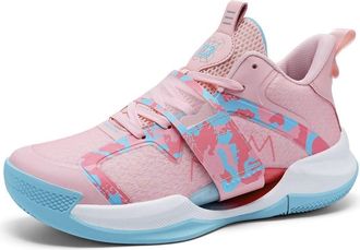 Generic Unisex Basketball Shoes are Breathable Anti Slip Shock-Absorbing Comfortable Fashionable Lace Up Training Boots Walking Shoes(Pink,3.5 UK)