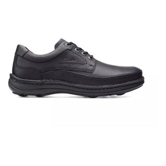 Clarks Nature Three - Heren - Veterschoenen - Zwart - 42 1/2 EU - Leer - Schoenen