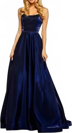 Sherri Hill Cross Dyed Shimmer A-Line Gown In Royal Blue