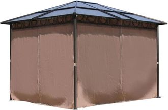 Quick-Star Quick-star - Metall Garten Hardtop Pavillon 3x3,6m Mit 4 Seitenteilen Doppelstegplatten Polycarbonat