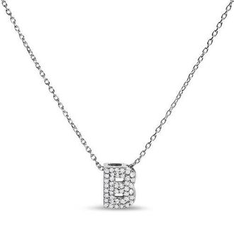House of Brilliance 10K Gold Diamond Accent A-Z Initial Bubble Pendant Necklace in White | B at Nordstrom