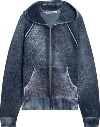 Acne Studios Washed Hooded Wool-blend Jumper - Navy - XL