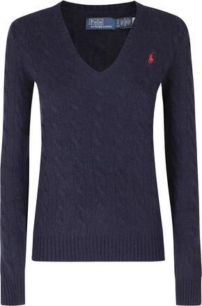 Polo Ralph Lauren Kimberly Long Sleeve Pullover - Dames - V-hals truien - Blauw - L - Wol - Truien & Vesten