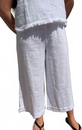 bobi Crop Wide Leg Pants In White