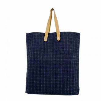 Herm&egrave;s Black Purple Canvas Tote Bag (Pre-Owned)