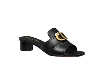 Dior Black Calfskin Montaigne 30 Heeled Slides