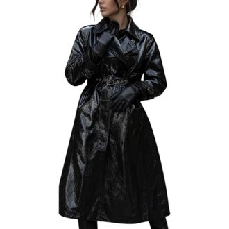 Diesel L-CAROLYN CAPPOTTO Womens Long Black Trench Coat Casual Ladies Jackets Viscose - Size Small