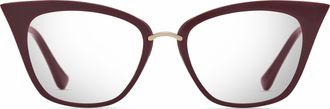 Dita Eyewear Burgundy Rebella Gold Detail Cat-Eye Sunglasses