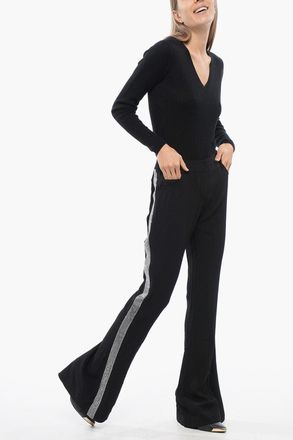 Balmain Pantaoni Flared-Fit Con Banda Laterale In Strass Balmain
