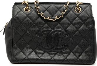Chanel Black Grained Calfskin Shoulder Bag Tote Bag (Pre-Owned)
