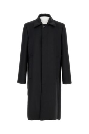 Maison Margiela Tailored Black Wool Blend Coat With Minimalist Design
