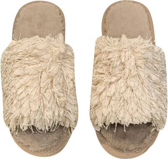 Generic Cotton Slippers for Women, Soft Flat Slip On Fuzzy Indoor Home Shoes Casual Comfortable Solid Colour Warm Plush Sole House Slipper Lightweight Cozy Fo