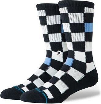 Stance Chef Check Cotton Blend Crew Socks in Black at Nordstrom, Size Large