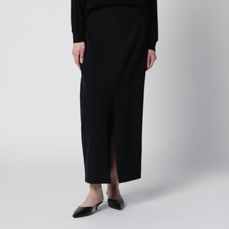 The Row Iphora high-waisted wool column skirt in black