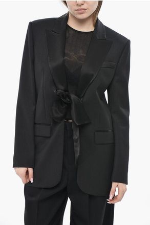 Pinko Wool-Blend Blazer GAZZELLA With Satin Bow size 38