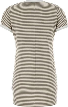 Maison Margiela Womens Striped Stretch Cotton Dress Beige Elastane