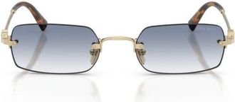 Miu Miu 52mm Rectangular Sunglasses in Pale Gold /Clear /Light Blue at Nordstrom