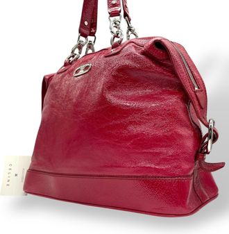 Celine Red Color Patent Leather Handbag Tote Bag (Pre-Owned)