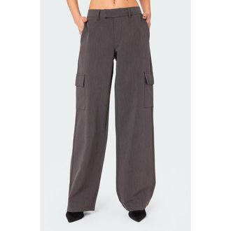 Edikted Faith Relaxed Straight Leg Trousers in Dark-Gray at Nordstrom, Size Medium