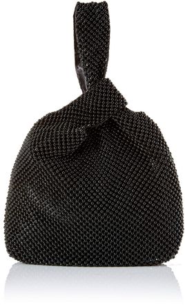 Jessica McClintock Womens Logan Mesh Evening Pouch Bag, Black, One Size