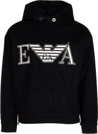 Emporio Armani Blauw Bedrukte Hoodie - Heren - Hoodies - Blauw - XS - Wol - Hoodies & sweatvesten