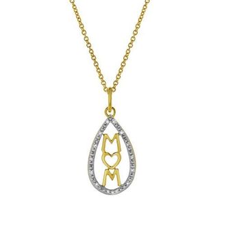 LuvMyJewelry Teardrop Mom Diamond Pendant Necklace in 10K Yellow Gold at Nordstrom