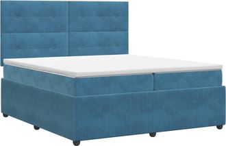 vidaXL Cama Box Spring Con Colch&oacute;n Azul 200 X 200 Cm Terciopelo Vidaxl