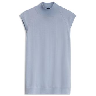 BOSS Sleeveless mock-neck sweater in merino wool