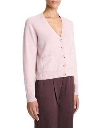 Vince Pocket V-Neck Wool & Cashmere-Blend Cardigan