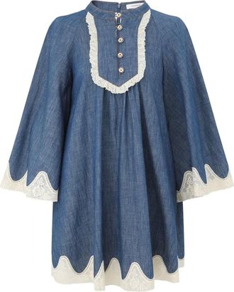 Zimmermann Mini-jurk met kant - Blauw