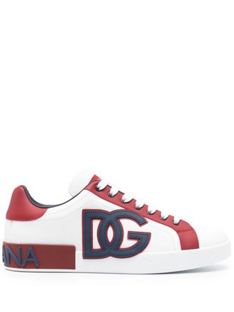 Dolce & Gabbana logo-appliqu&eacute; leather sneakers - men - Calf Leather/Calf Leather/Rubber - 43 - White