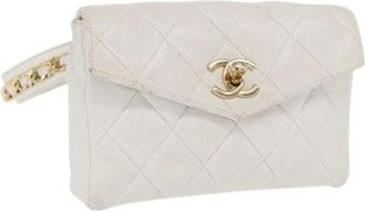 Chanel Pre-owned Clutches, female, White, Size: ONE SIZE Pre-owned Vintage Leather Clutch