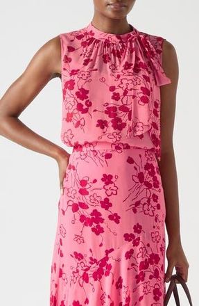L.k. Bennett Rhoda Floral Georgette Top in Pink at Nordstrom Rack, Size 10 Us / 14 Uk