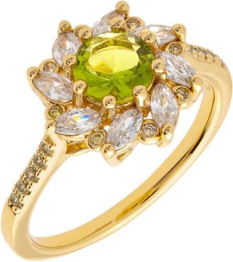 Bertha Sunglasses Juliet Collection Womens 18k YG Plated Light Green Flower Fashion Ring Size 6