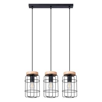 Sollux Lighting L&aacute;mpara de techo madera negra acero/madera alt. 115 cm