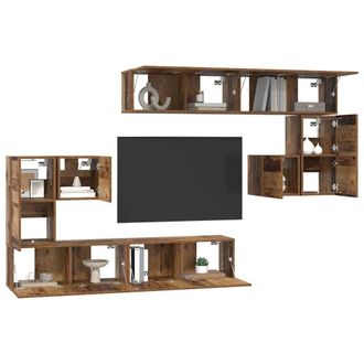 Berkfield Home Modern Wall-mounted Tv Cabinet 8 pcs Old wood Medium 30.5 x 30 x 30 cm in Brown