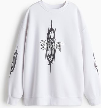 H&M Oversized Sweatshirt mit Print - White