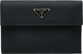 Prada Black Nylon Leather Wallet (Tri-Fold) (Pre-Owned)