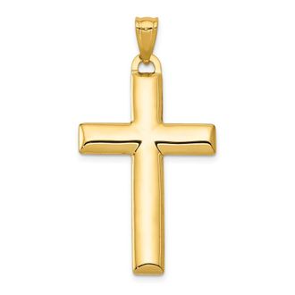 Diamond2Deal 14k Yellow Gold Rhodium Reversible YelloWhite Cross Pendant