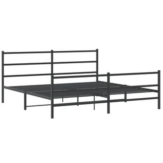 Berkfield Home Metal Bed Frame without Mattress with Footboard&not;Black 193x203cm in Black | Size: 193x203 cm