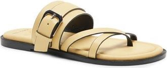 Free People Belted Cross Strap Slide Sandal in Sunkissed Yellow Leather at Nordstrom, Size 8.5