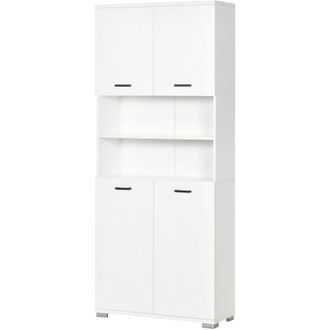 Kleankin Mobile da Bagno Multiuso in Truciolato Bianco con Armadietti e Ripiani