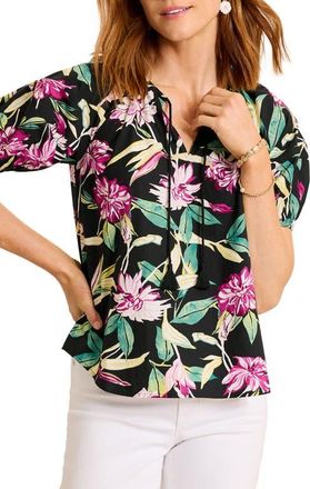 Tommy Bahama Twilight Bloom Cotton Top in Black at Nordstrom, Size X-Small