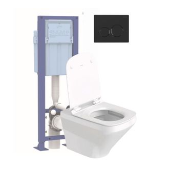 Duravit Pack Inodoro Suspendido Sin Reborde Duravit Durastyle + Asiento + Soporte Siamp + Placa Negra